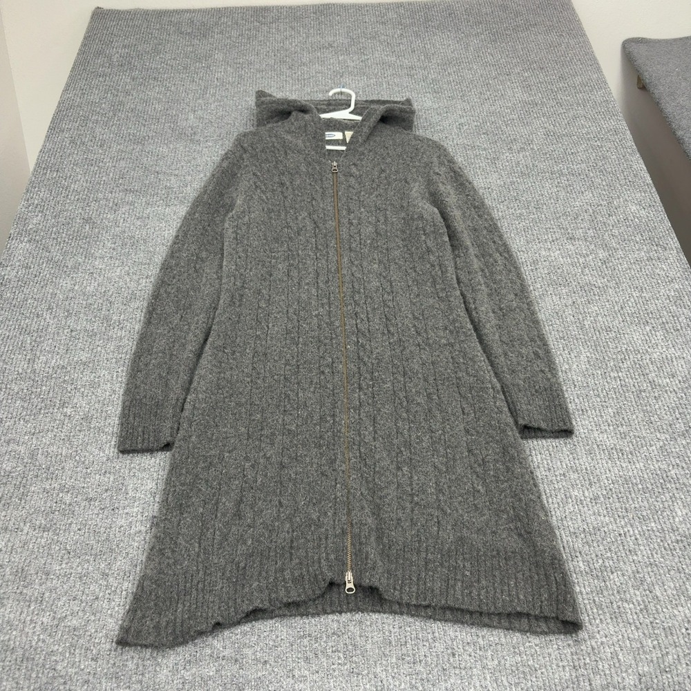 Old Navy Sweater Dress Womens XL Gray Lambswool Blend Hooded Full Zip Casual